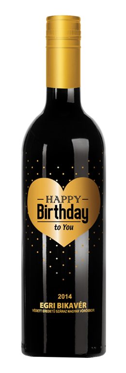 “Happy Birthday” to you 0,75l Egri Bikavér Szívecskés